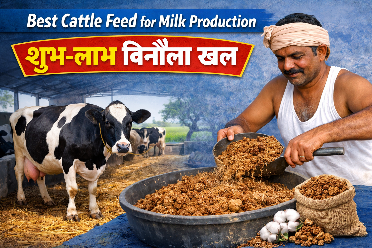 दूध उत्पादन के लिए सबसे अच्छा पशु आहार – शुभ-लाभ बिनौला खल